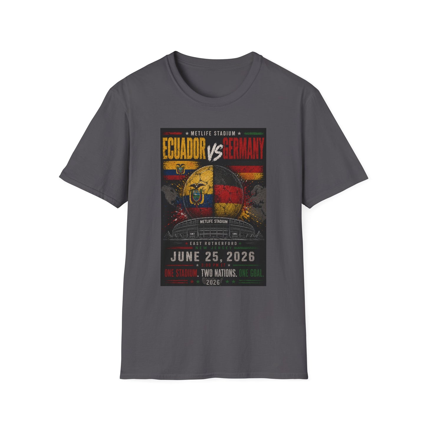 Limited Edition Ecuador vs Germany Soccer Match Poster T-Shirt — MetLife Stadium June 25, 2026