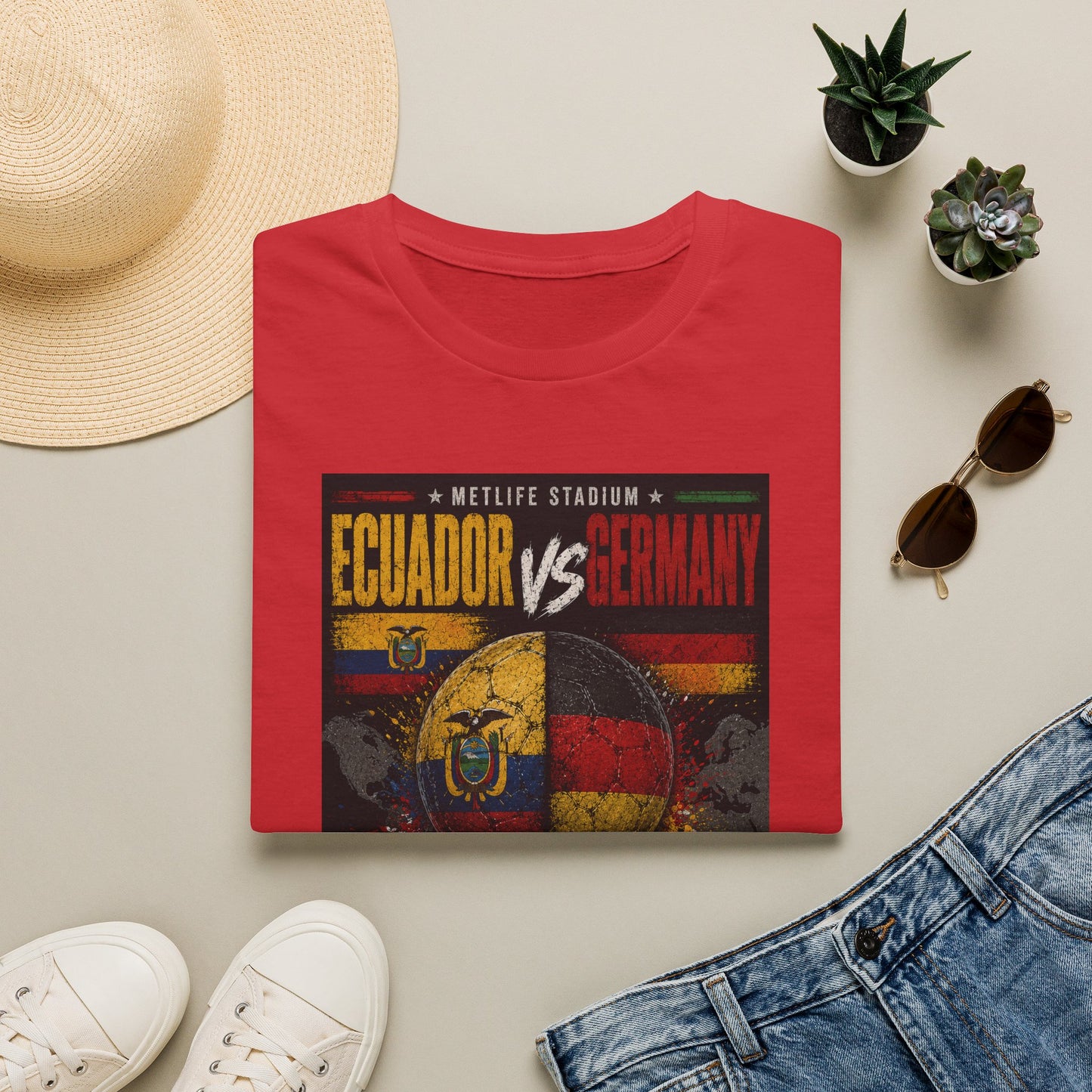Limited Edition Ecuador vs Germany Soccer Match Poster T-Shirt — MetLife Stadium June 25, 2026