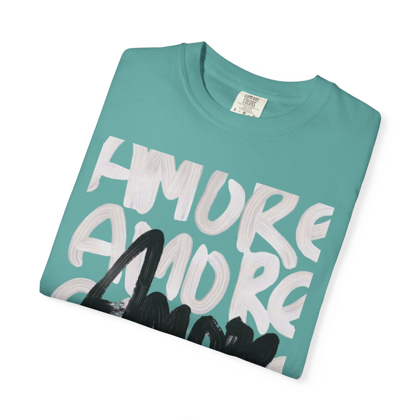 Amore Unisex Garment-Dyed T-shirt | Casual Love Tee, Gift for Couples, Valentine's Day, Everyday Wear, Trendy Style