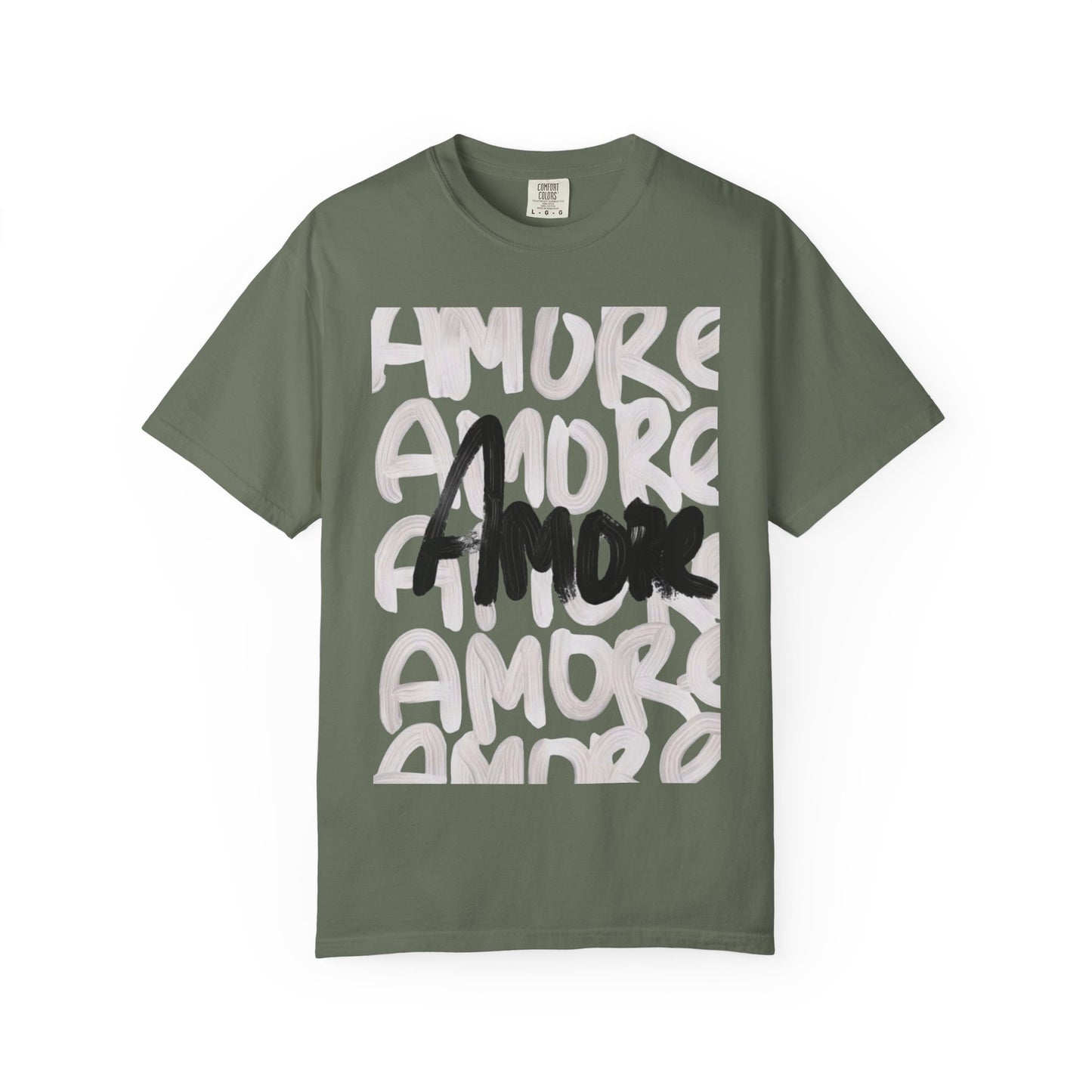 Amore Unisex Garment-Dyed T-shirt | Casual Love Tee, Gift for Couples, Valentine's Day, Everyday Wear, Trendy Style