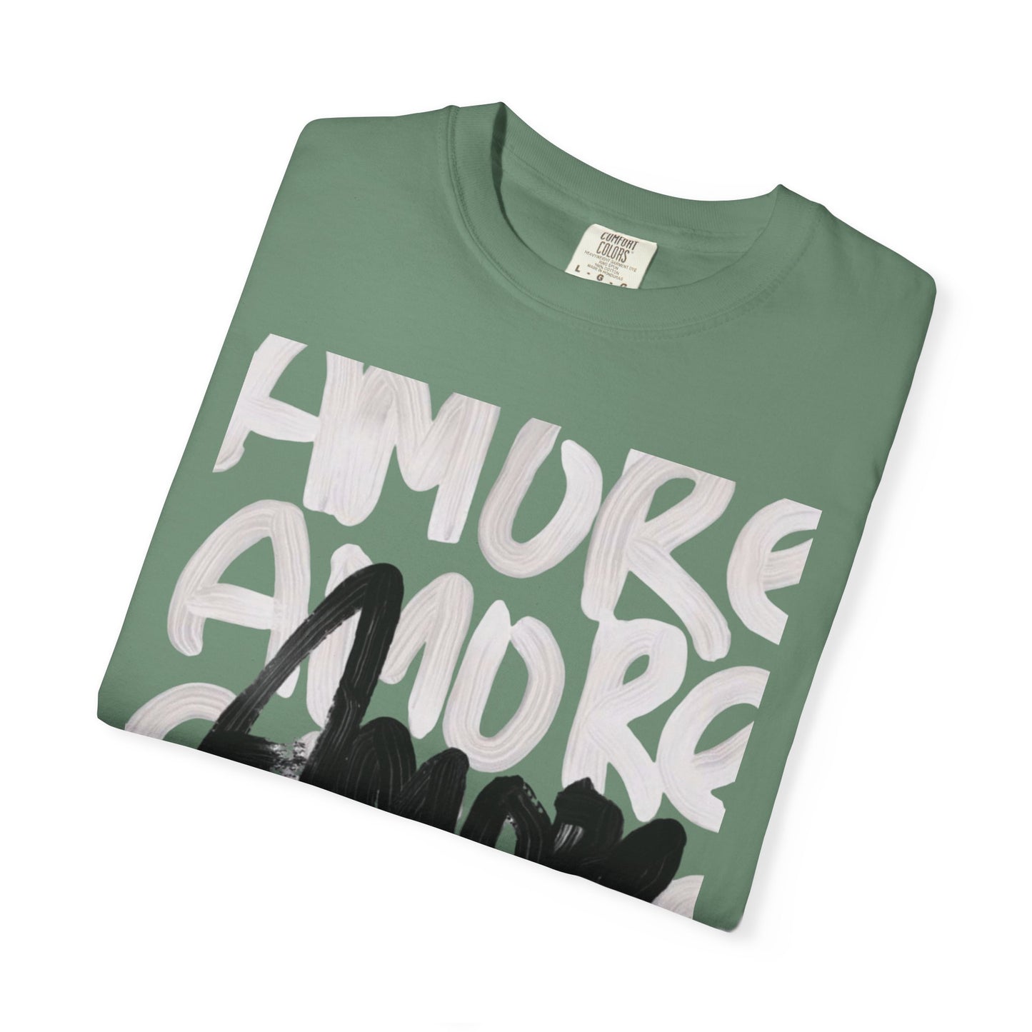 Amore Unisex Garment-Dyed T-shirt | Casual Love Tee, Gift for Couples, Valentine's Day, Everyday Wear, Trendy Style