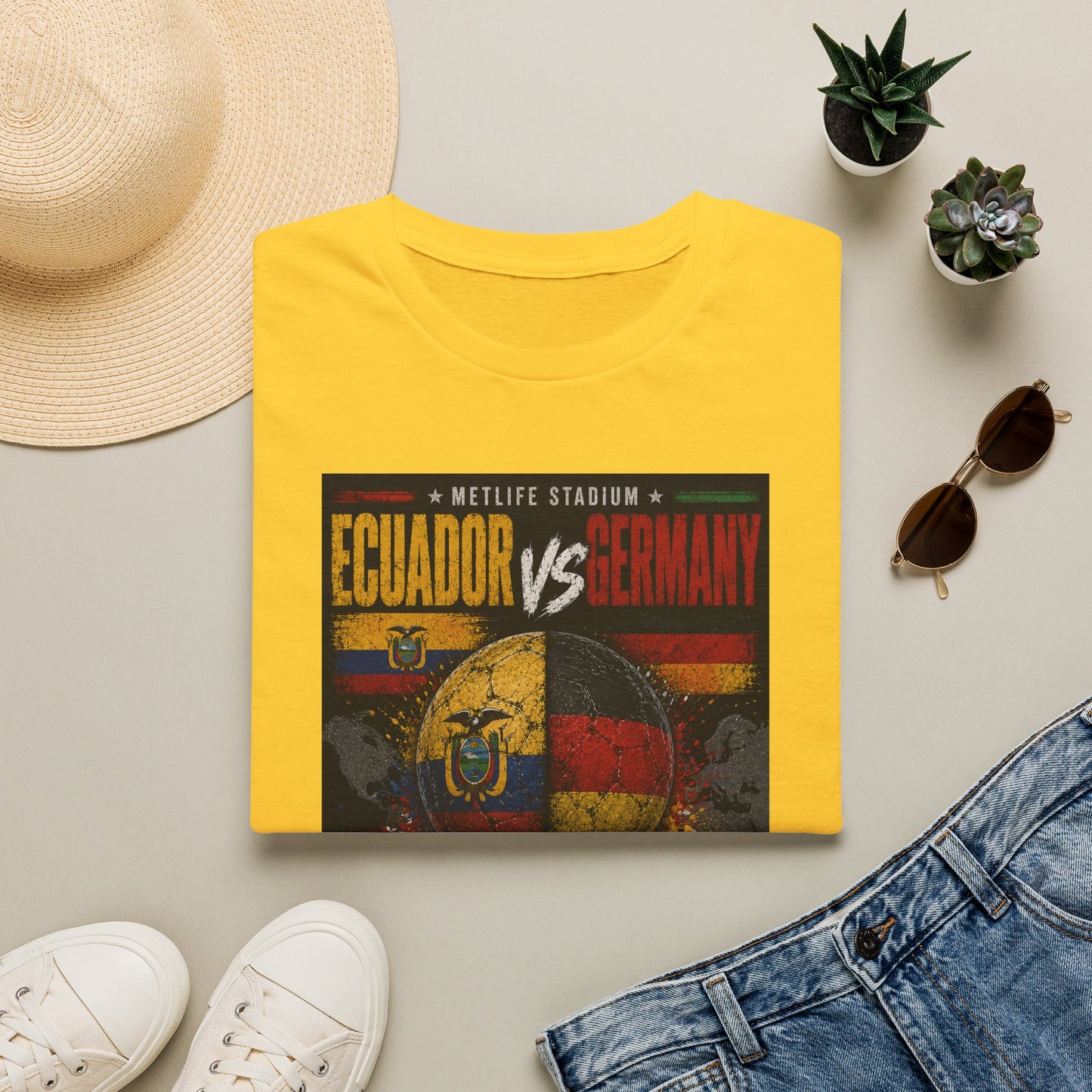 Limited Edition Ecuador vs Germany Soccer Match Poster T-Shirt — MetLife Stadium June 25, 2026