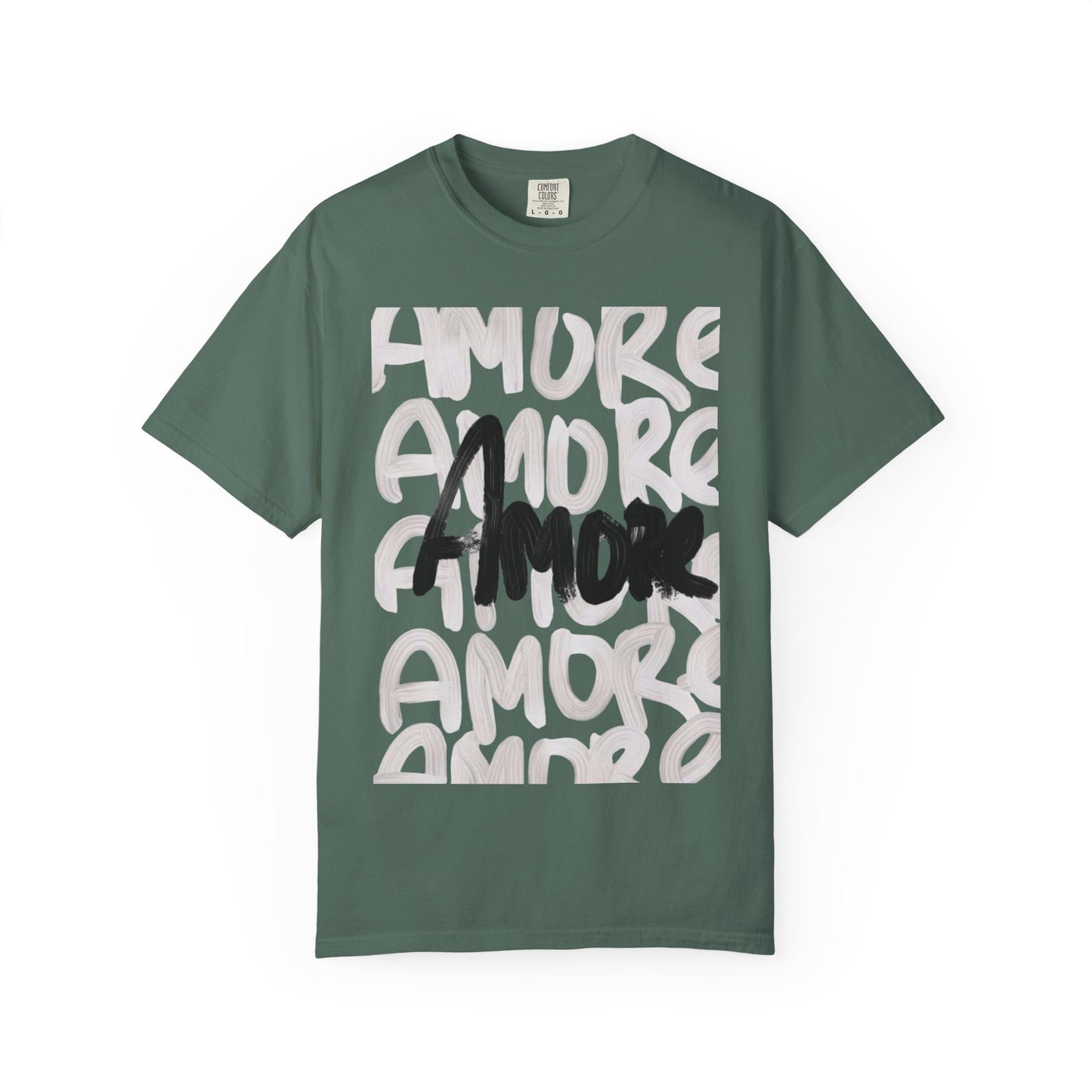 Amore Unisex Garment-Dyed T-shirt | Casual Love Tee, Gift for Couples, Valentine's Day, Everyday Wear, Trendy Style