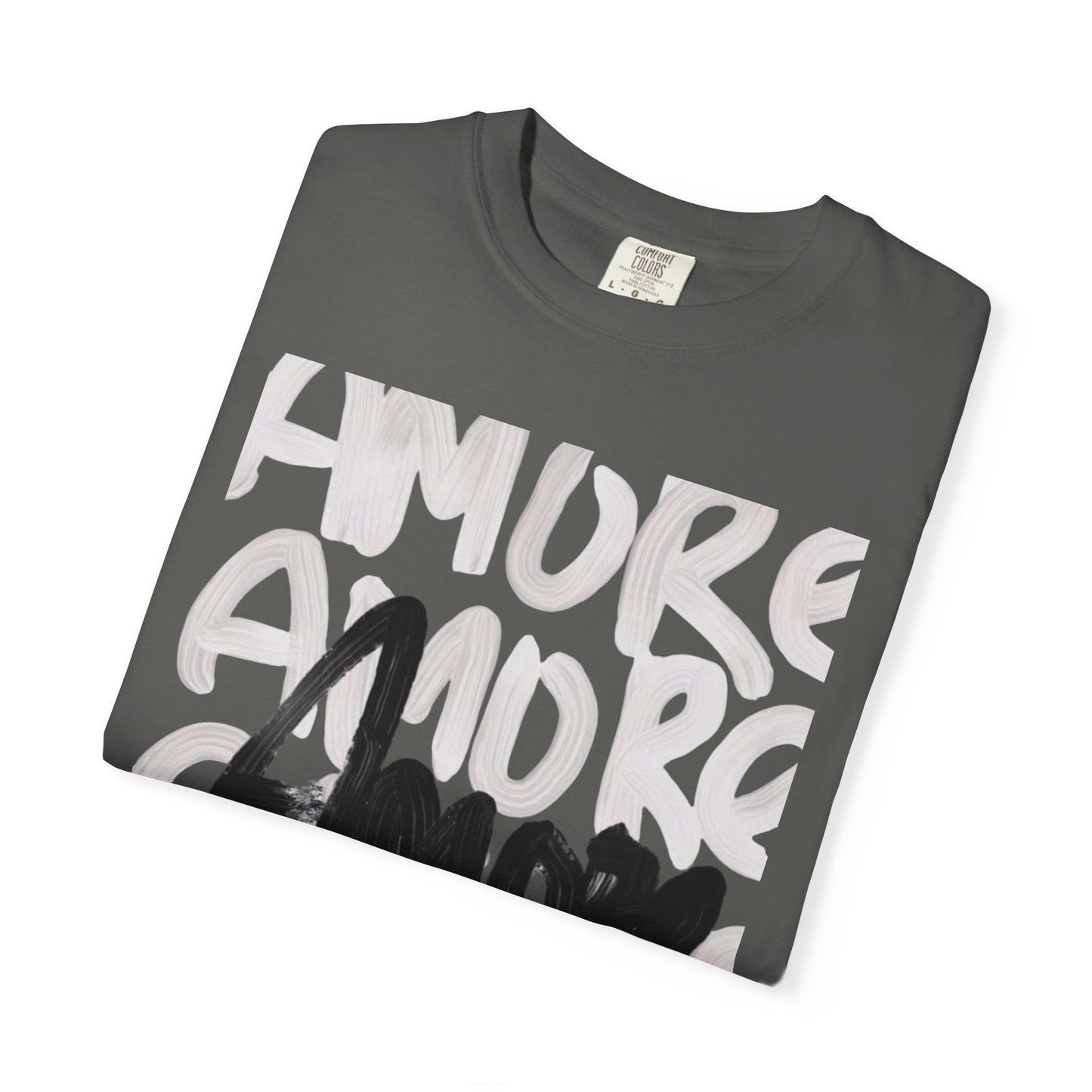 Amore Unisex Garment-Dyed T-shirt | Casual Love Tee, Gift for Couples, Valentine's Day, Everyday Wear, Trendy Style