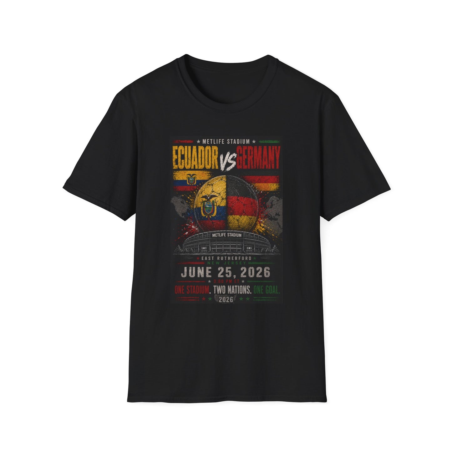 Limited Edition Ecuador vs Germany Soccer Match Poster T-Shirt — MetLife Stadium June 25, 2026