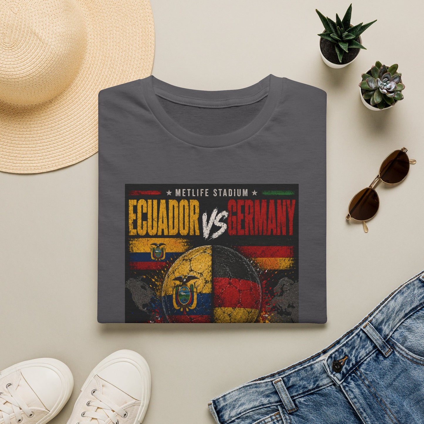 Limited Edition Ecuador vs Germany Soccer Match Poster T-Shirt — MetLife Stadium June 25, 2026