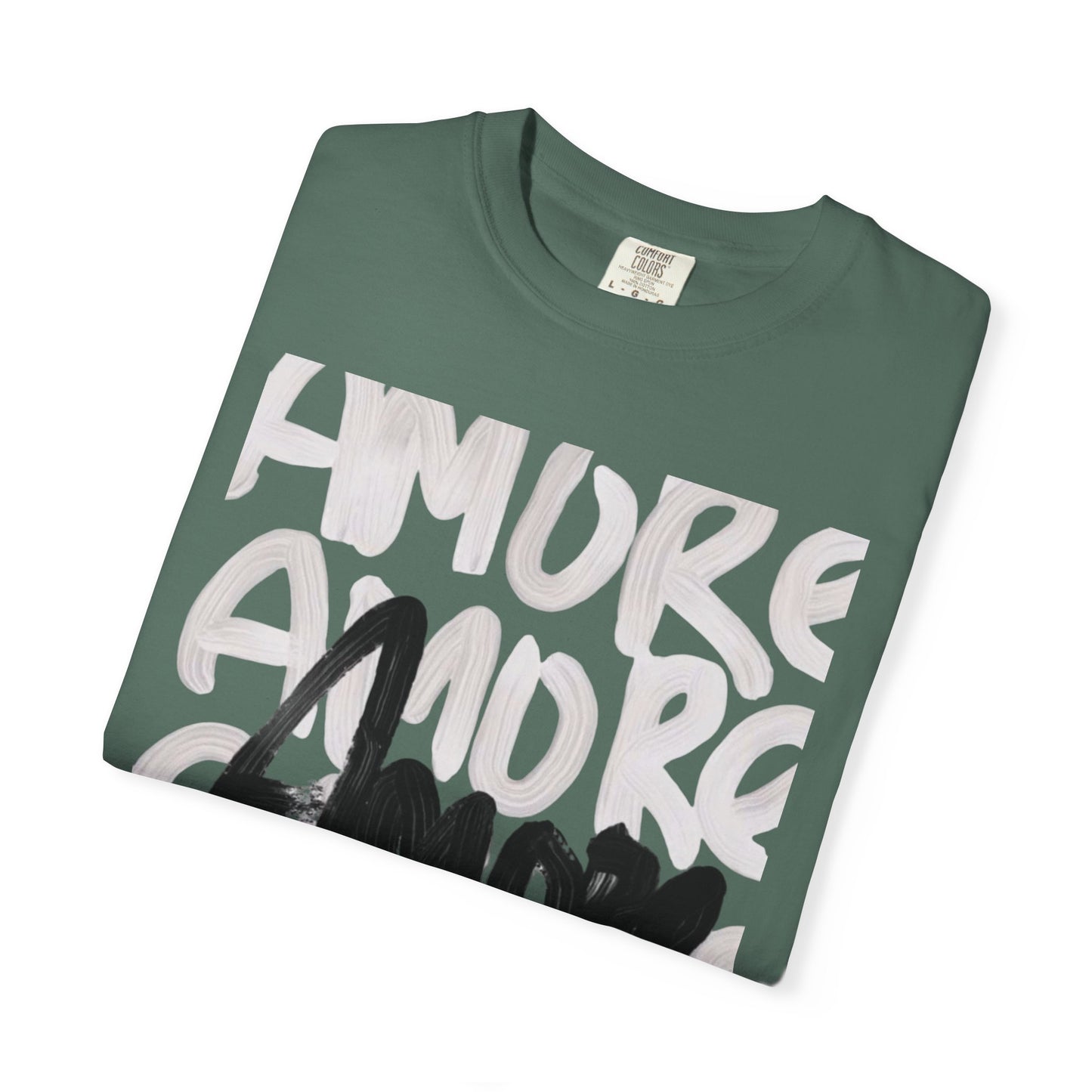 Amore Unisex Garment-Dyed T-shirt | Casual Love Tee, Gift for Couples, Valentine's Day, Everyday Wear, Trendy Style