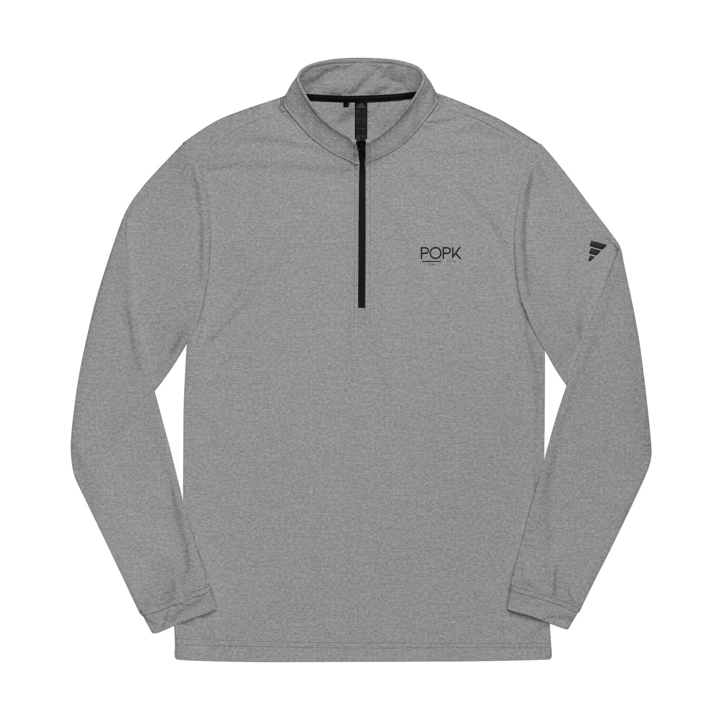 Adidas Quarter-Zip Pullover — White Embroidered Logo Performance Top
