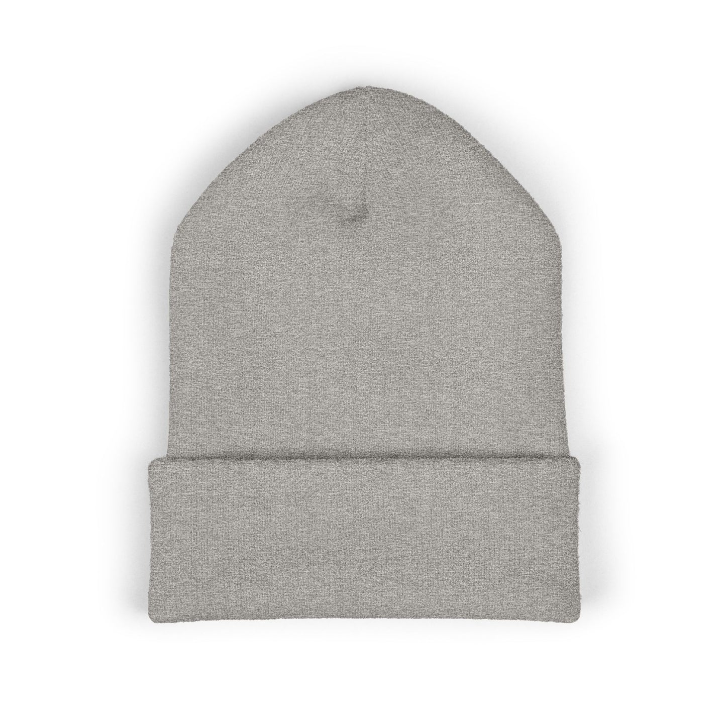 Embroidered Classic Cuffed Beanie — Minimal Black Text Knit Hat
