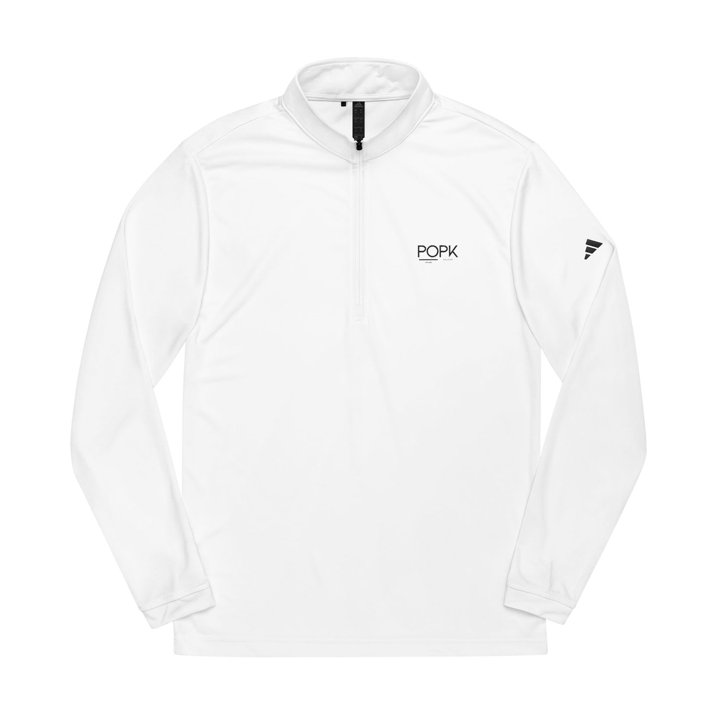 Adidas Quarter-Zip Pullover — White Embroidered Logo Performance Top