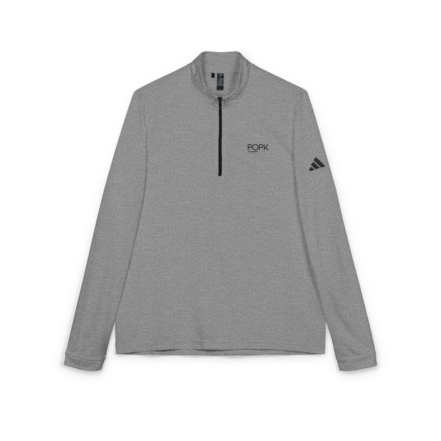 Adidas Quarter-Zip Pullover — White Embroidered Logo Performance Top