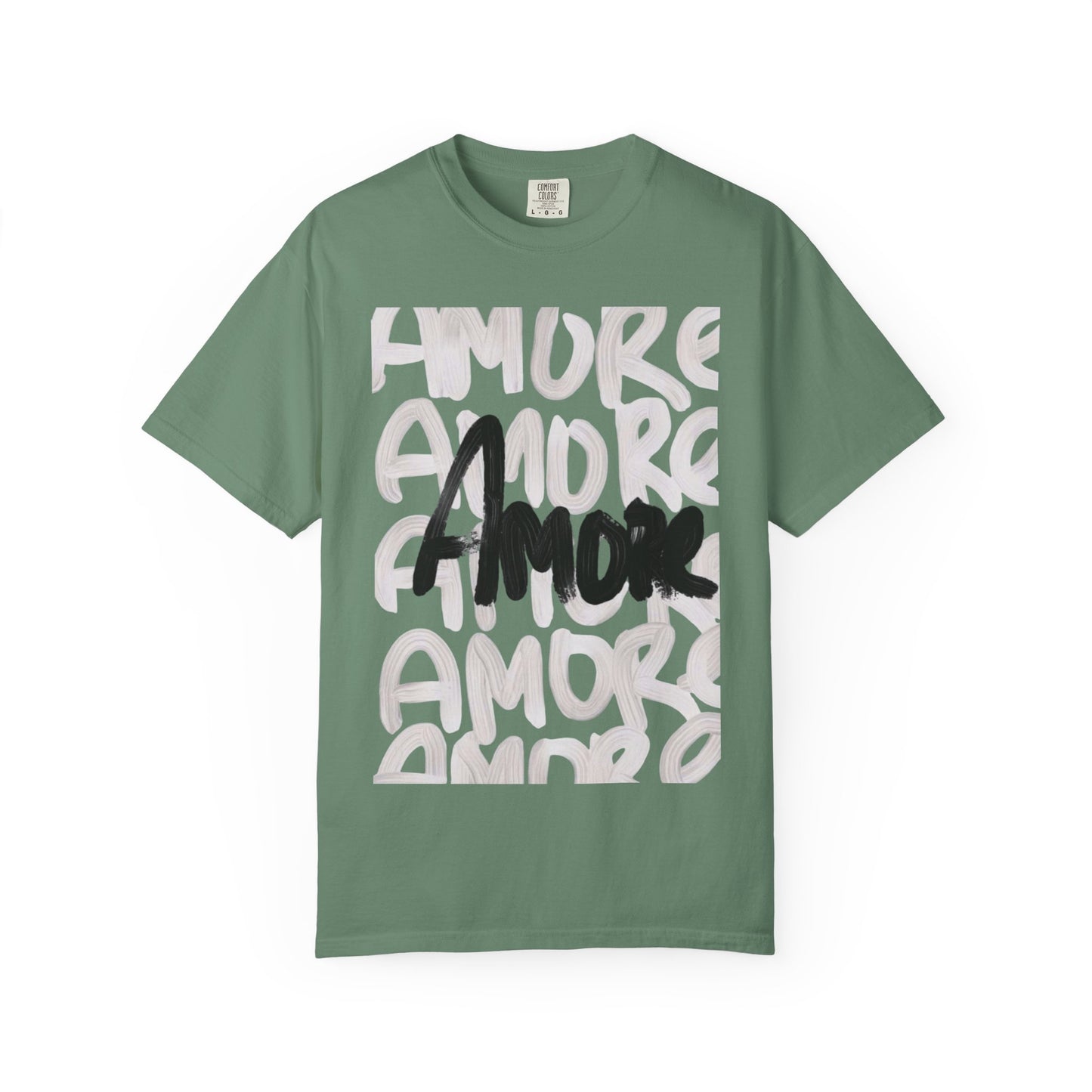 Amore Unisex Garment-Dyed T-shirt | Casual Love Tee, Gift for Couples, Valentine's Day, Everyday Wear, Trendy Style