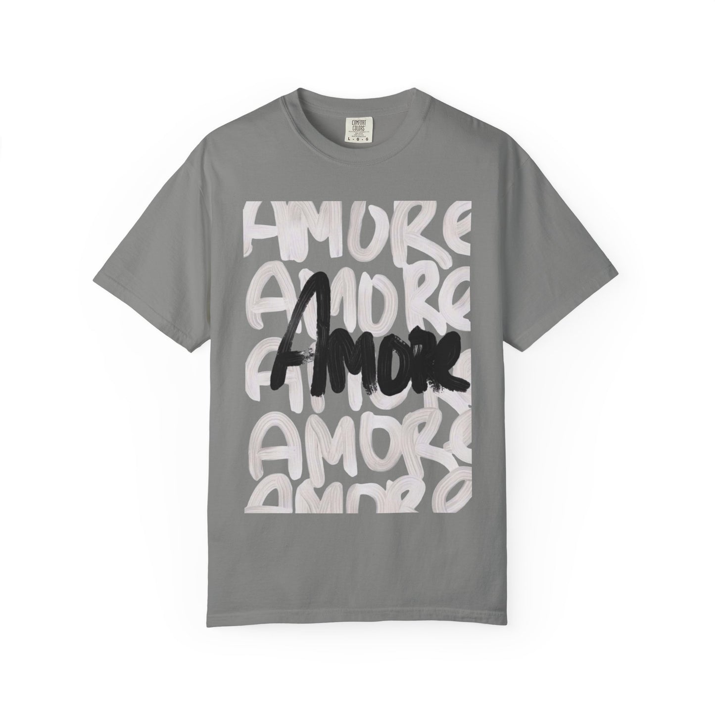 Amore Unisex Garment-Dyed T-shirt | Casual Love Tee, Gift for Couples, Valentine's Day, Everyday Wear, Trendy Style