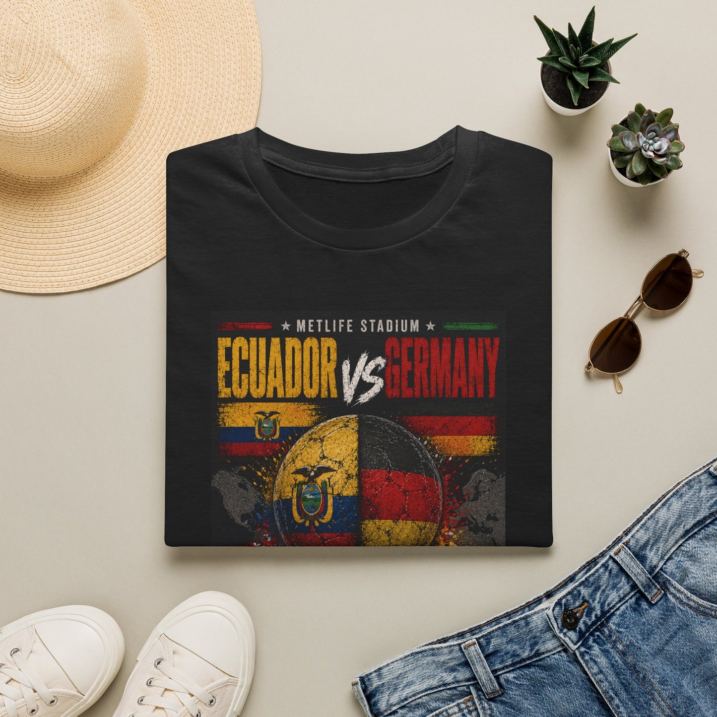 Limited Edition Ecuador vs Germany Soccer Match Poster T-Shirt — MetLife Stadium June 25, 2026