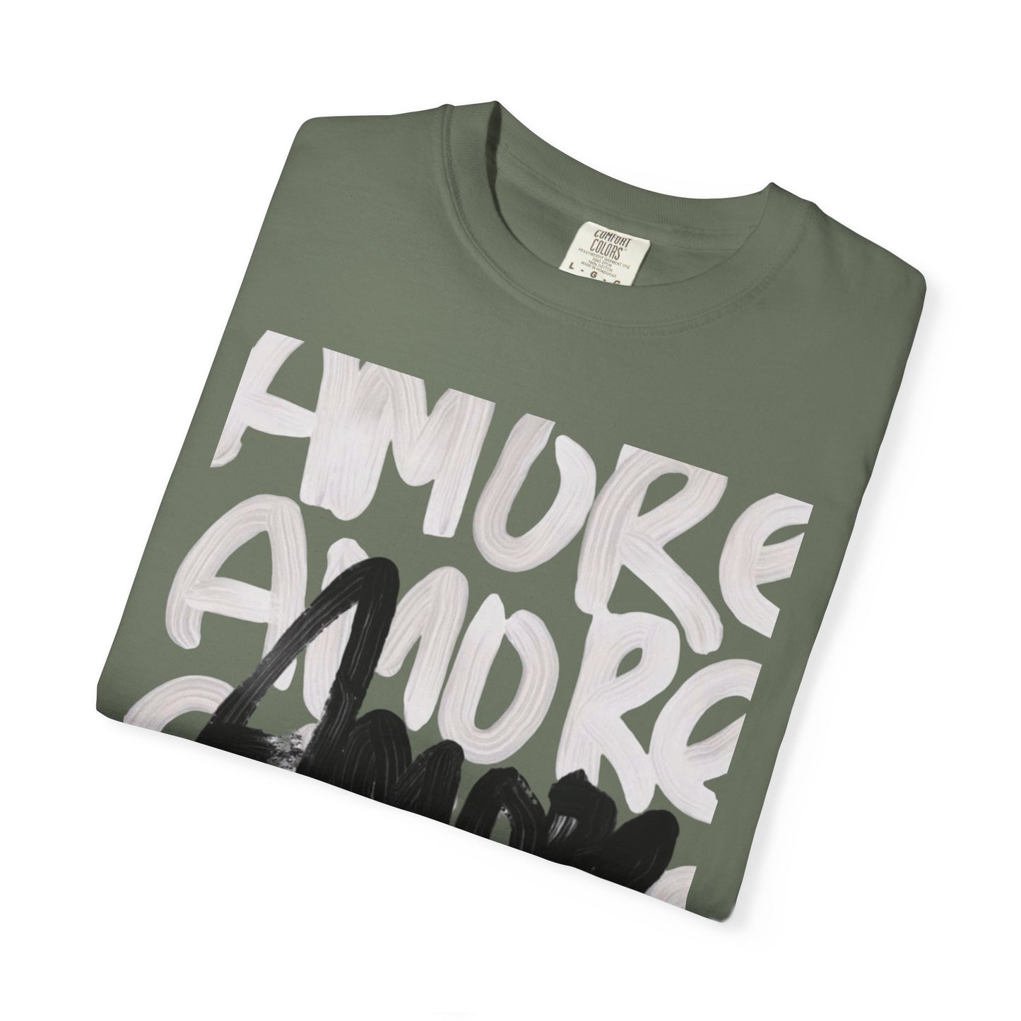 Amore Unisex Garment-Dyed T-shirt | Casual Love Tee, Gift for Couples, Valentine's Day, Everyday Wear, Trendy Style