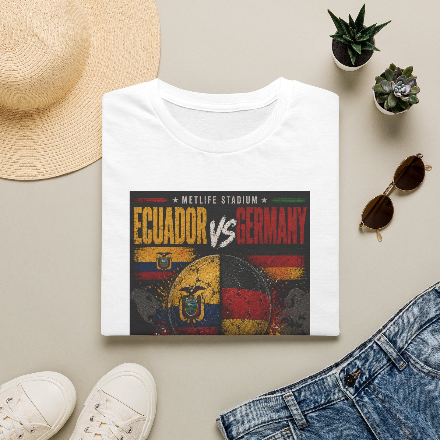 Limited Edition Ecuador vs Germany Soccer Match Poster T-Shirt — MetLife Stadium June 25, 2026