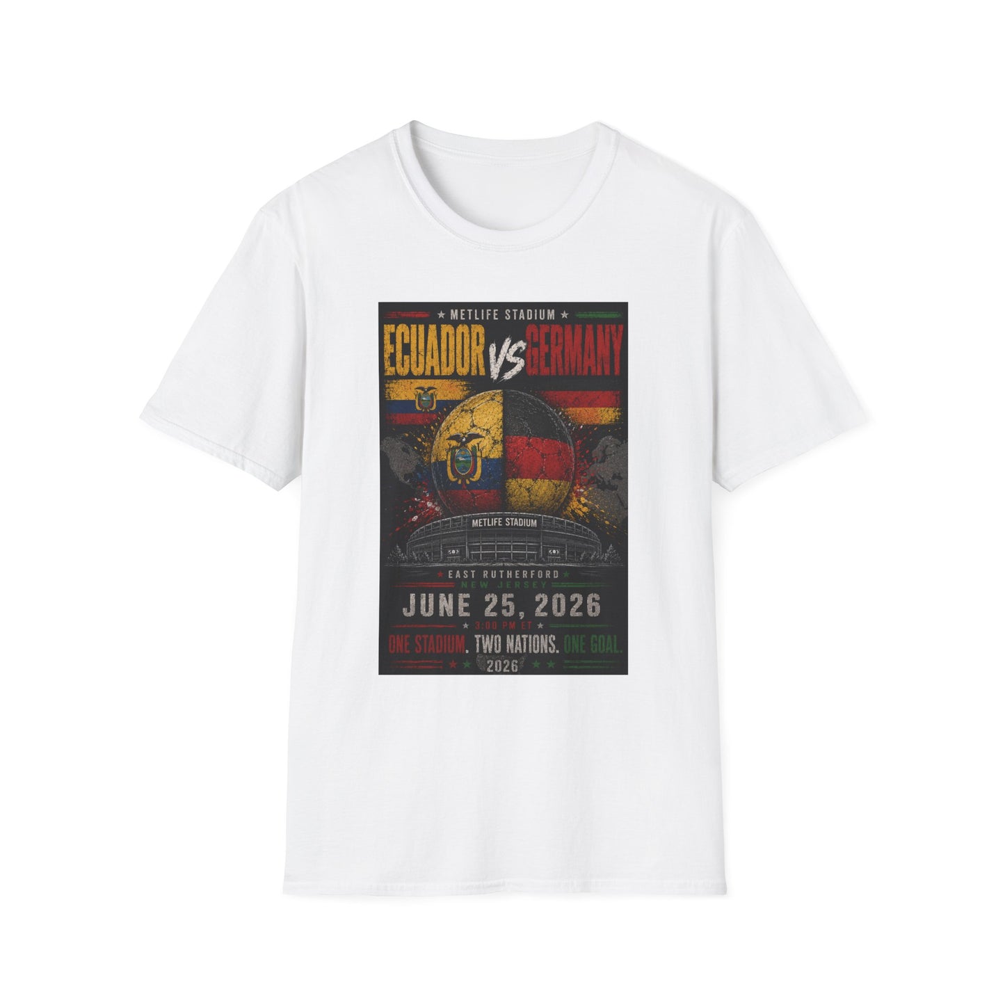 Limited Edition Ecuador vs Germany Soccer Match Poster T-Shirt — MetLife Stadium June 25, 2026