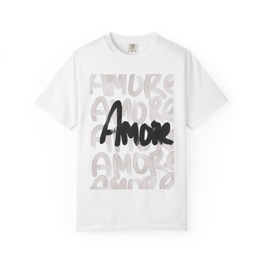 Amore Unisex Garment-Dyed T-shirt | Casual Love Tee, Gift for Couples, Valentine's Day, Everyday Wear, Trendy Style