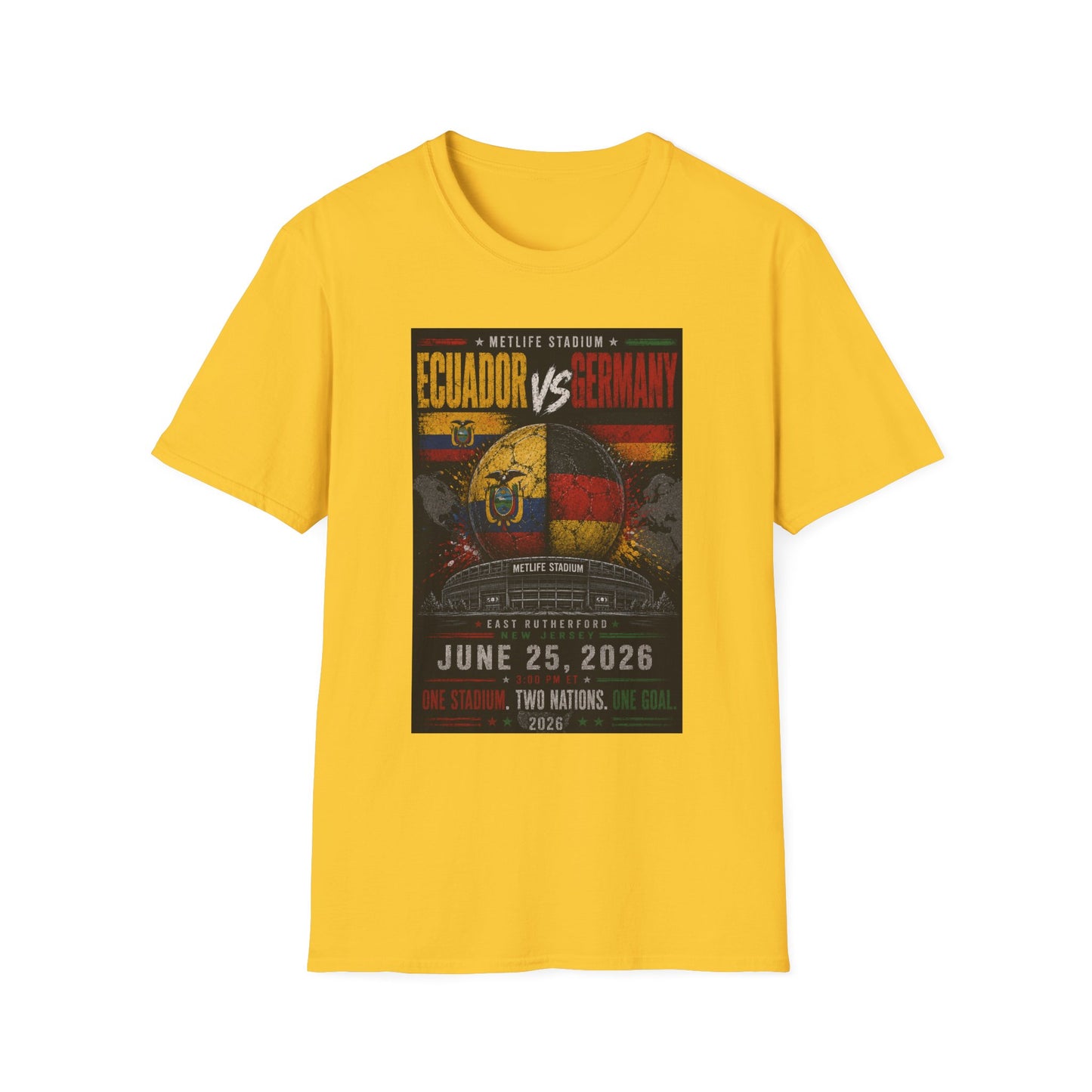 Limited Edition Ecuador vs Germany Soccer Match Poster T-Shirt — MetLife Stadium June 25, 2026