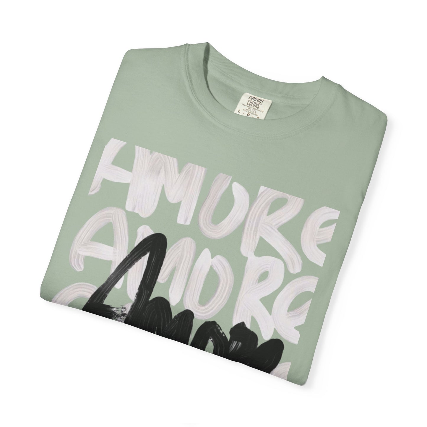 Amore Unisex Garment-Dyed T-shirt | Casual Love Tee, Gift for Couples, Valentine's Day, Everyday Wear, Trendy Style