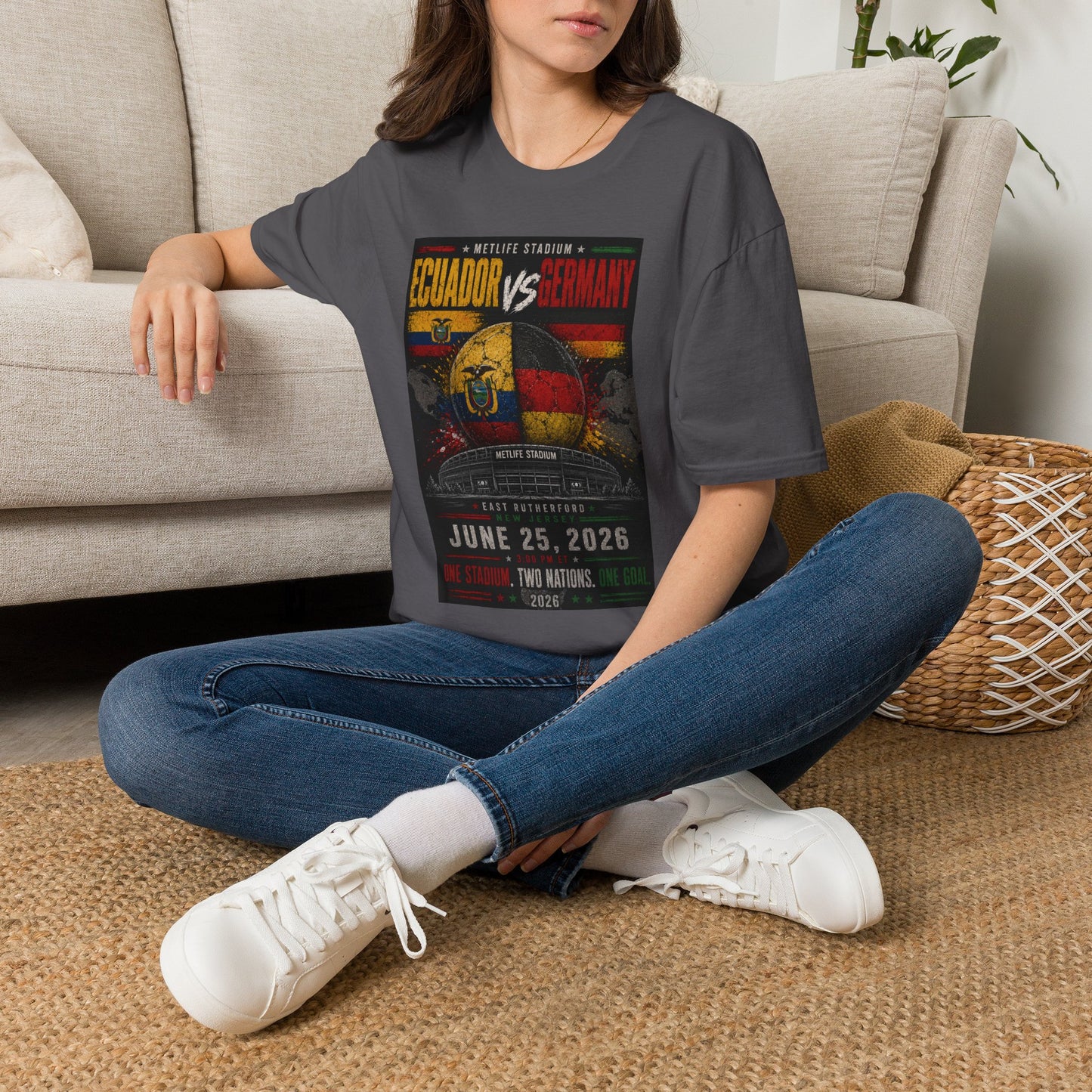 Limited Edition Ecuador vs Germany Soccer Match Poster T-Shirt — MetLife Stadium June 25, 2026