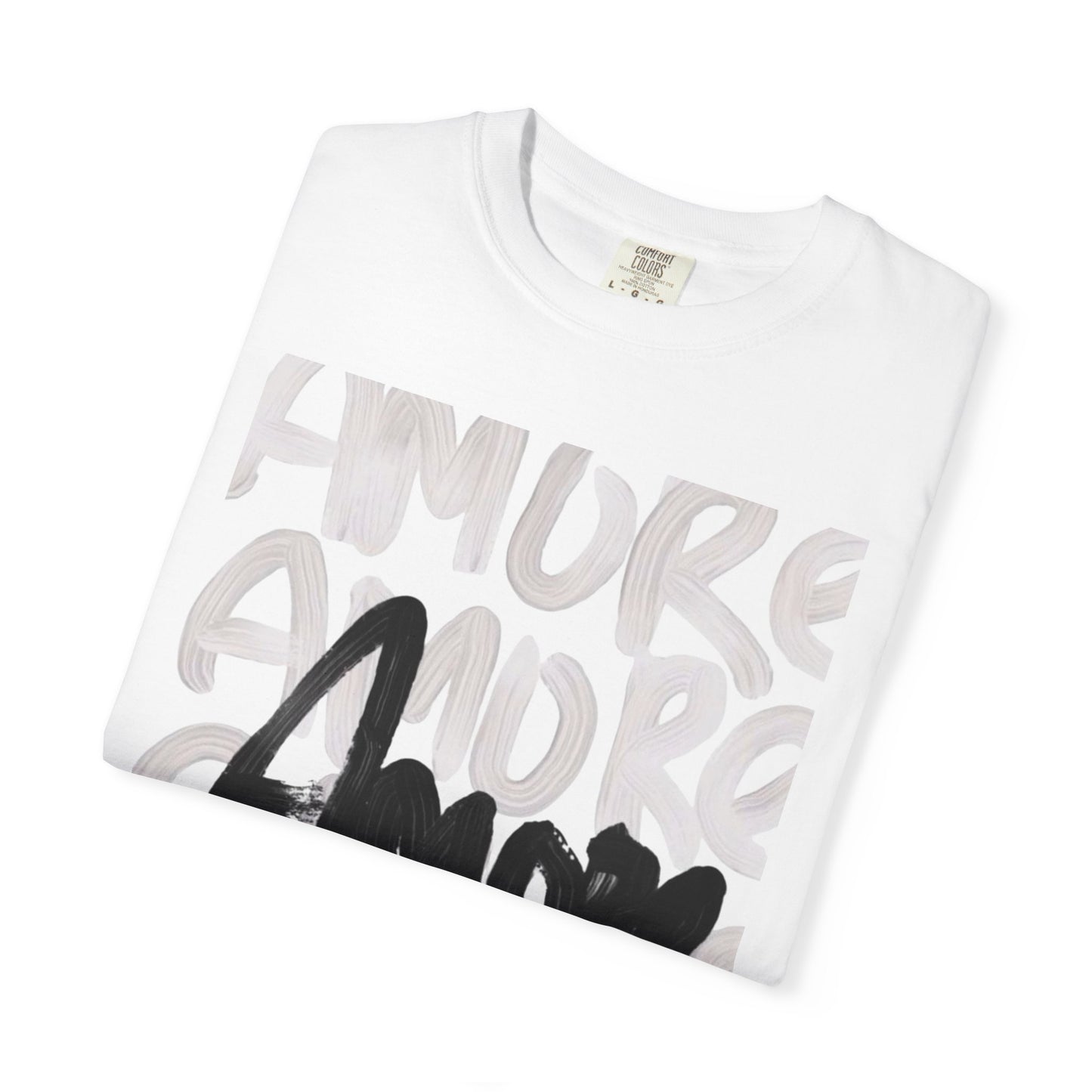 Amore Unisex Garment-Dyed T-shirt | Casual Love Tee, Gift for Couples, Valentine's Day, Everyday Wear, Trendy Style