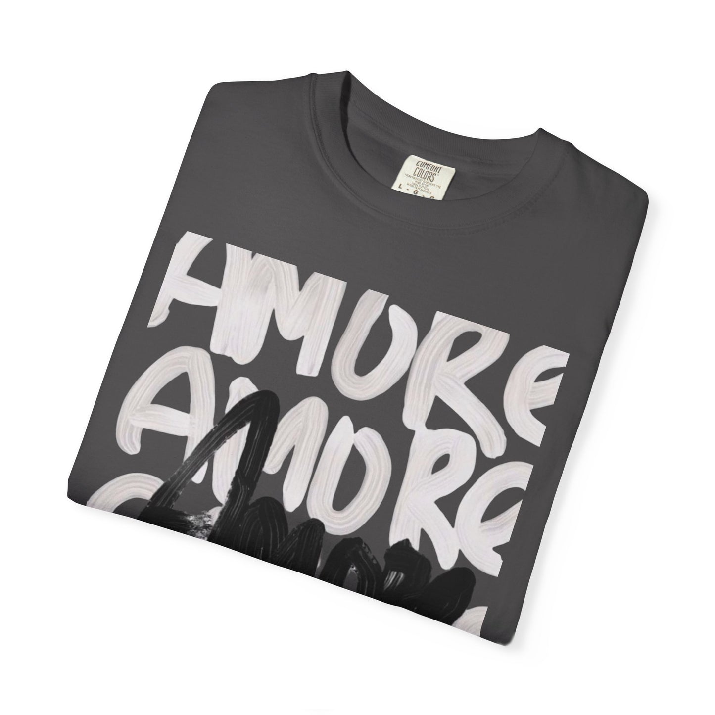 Amore Unisex Garment-Dyed T-shirt | Casual Love Tee, Gift for Couples, Valentine's Day, Everyday Wear, Trendy Style